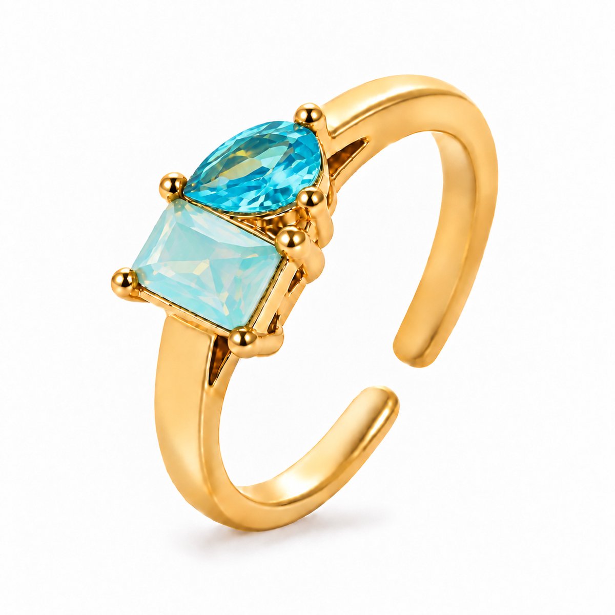 Maevi® Geboortesteen Ring - Maand: Oktober - Kleur: Goud - Onesize / Verstelbaar - Hoge Kwaliteit - Roestvrijstaal / RVS / Stainless Steel - Geboorte Sieraden / Kraamcadeau - Kado - Vrouwen / Dames Sieraad - Verkleurt niet - Incl. Luxe Verpakking
