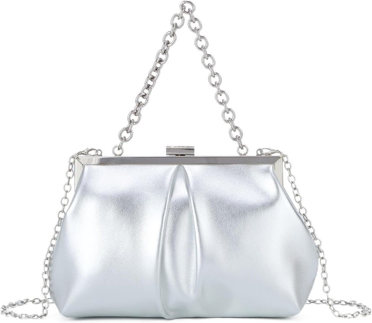 Dumpling Clutch Bag voor Dames, Ruched PU Leren Avondhandtas, Cloud Schoudertas voor Feestjes en Uitgaan