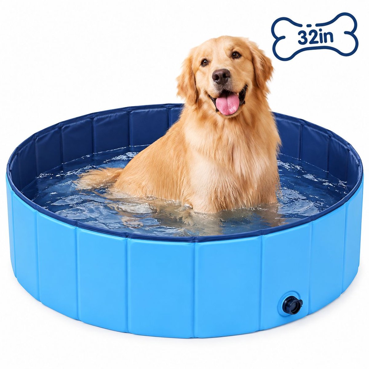 VHV - Hondenzwembad - Opvouwbaar hondenbadje - PVC antislip - 20 cm - Blauw - Zwembad voor honden - Anti-slip bodem - op het strand