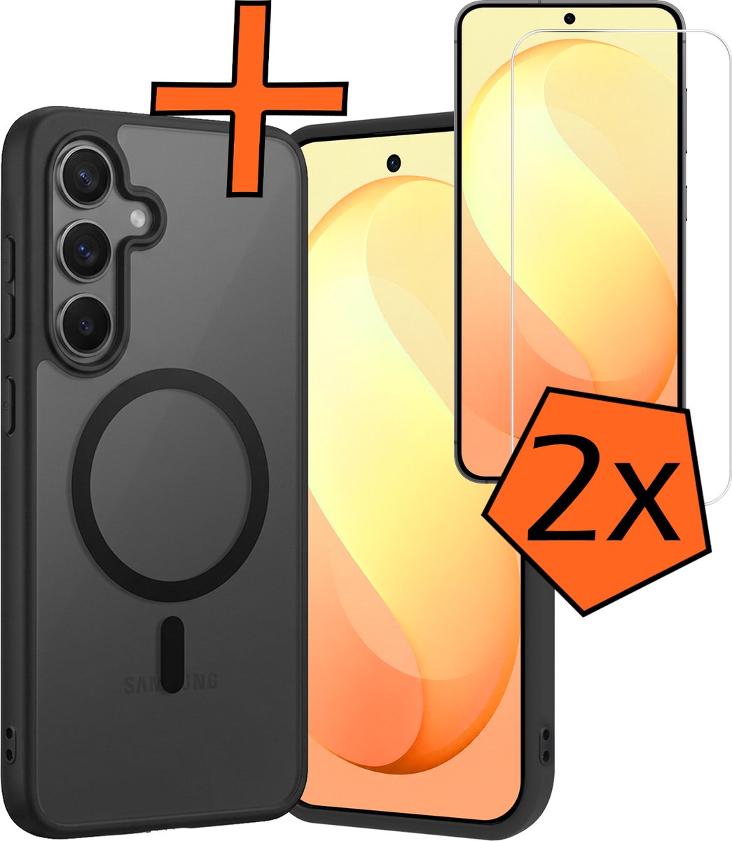 Hoes - Met 2x Screenprotector - Geschikt voor Samsung Galaxy S26 FE - Magsafe Compatible - Sterk & Shockproof - Back Cover - Shock Proof Case - Telefoon Hoes - Zwart