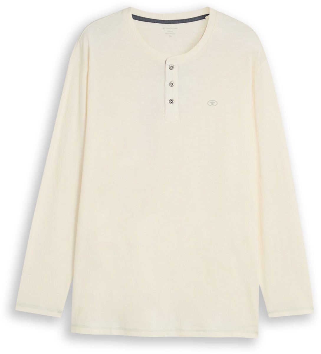 Tom Tailor - Plus Size - Henley-shirt met lange mouwen van katoen - Maat 2XL - Gardenia White