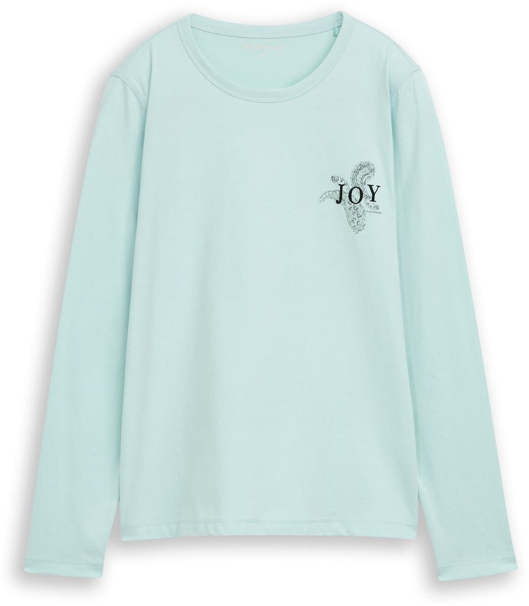 Tom Tailor - Slim fit shirt met lange mouwen en print - Maat XXXL - dusty light green
