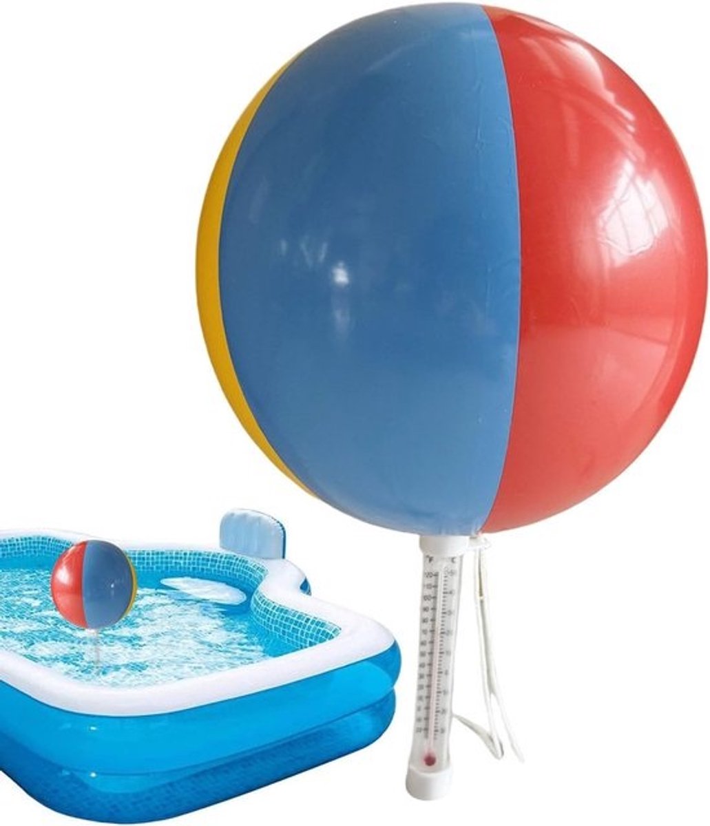 Zwembadtemperatuurmeter - Waterthermometer bad - Zwembad controleren - Makkelijk afleesbaar - 22cm bal 40.5cm hoog - Meerkleurig