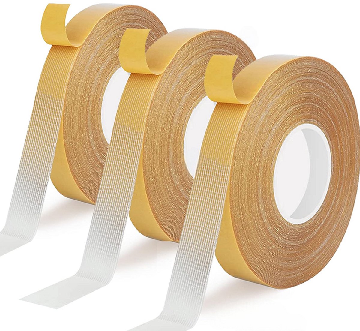3 rollen dubbelzijdig plakband, extra sterk, transparant, superklevend, laat geen sporen achter, dun, voor tapijt, foto's, muren, keuken, huis, school, 20 meter,30 mm breed