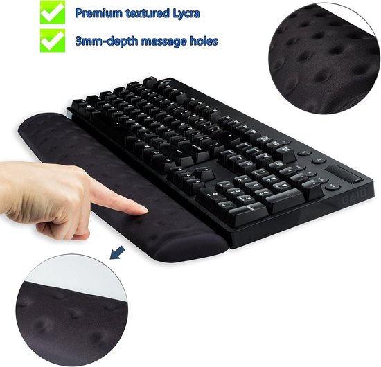 Comfortabele Polssteun voor Computer en Laptop - Geheugenschuim met Massagegaten, Antislip en Ideaal voor Gaming en Kantoorwerk — afbeelding 5