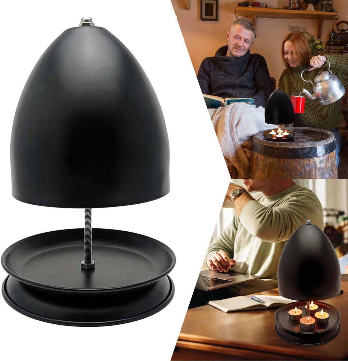 Theelichtkachel - Metalen Theelichtoven Voor Binnen - Theelichthouders Met Dubbele Voet - Kaars-Handwarmer