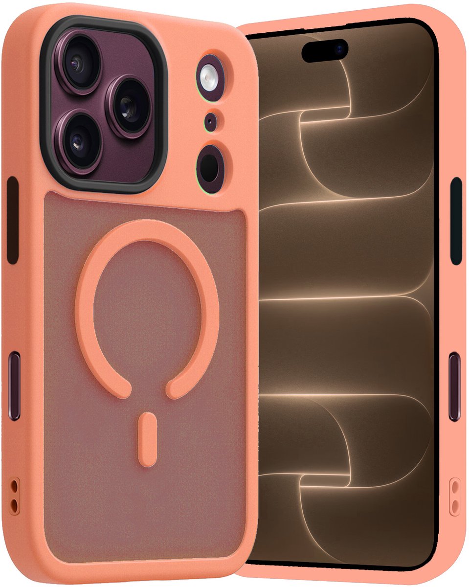 Hoes - Geschikt voor Apple iPhone 18 Pro Max - Magsafe Compatible - Sterk & Shockproof - Back Cover - Shock Proof Case - Telefoon Hoesje Shockproof - Perzik