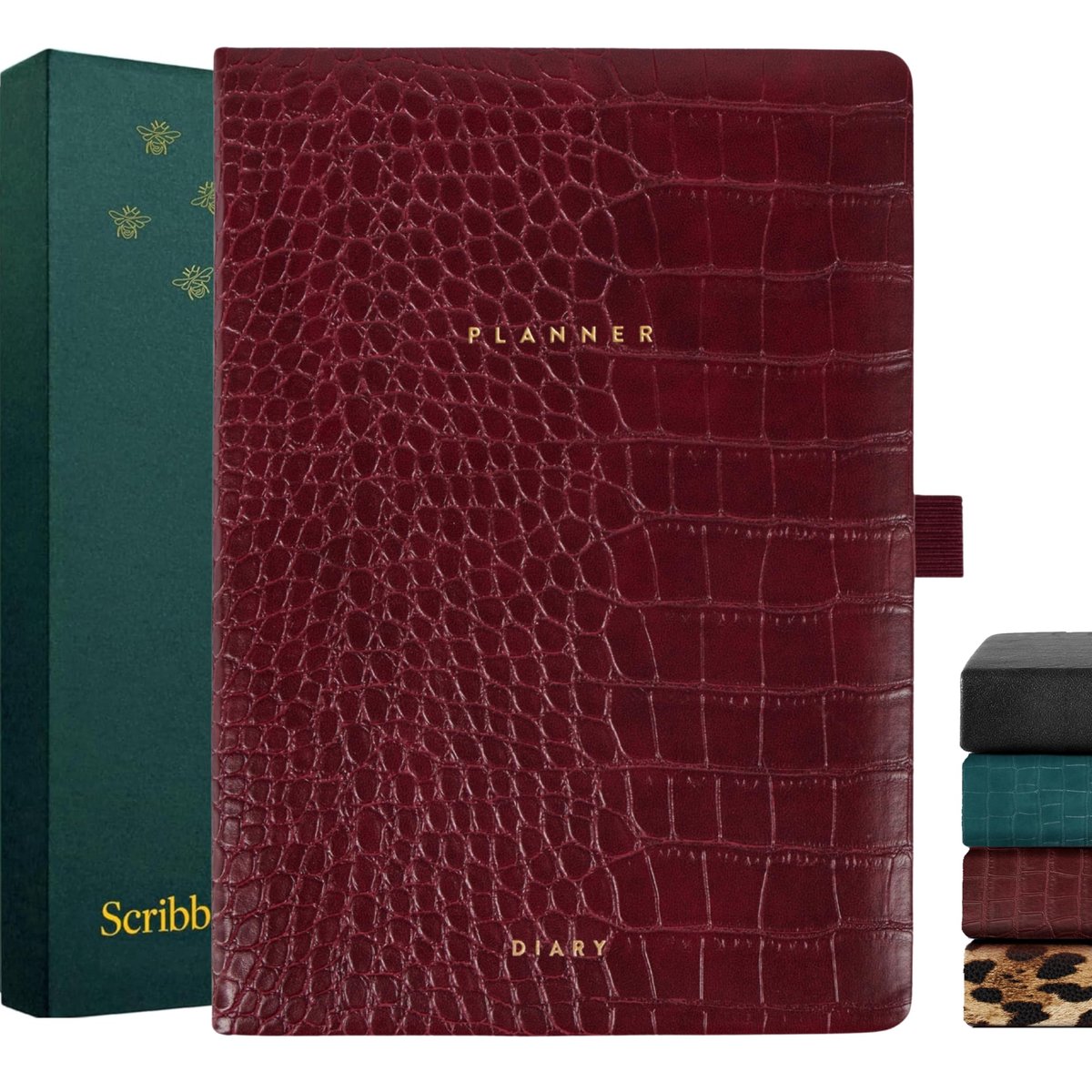 Ongedateerde planner A5 - bordeauxrood krokodil - 250 pagina's - ideaal voor werk en thuis - ShopVlot