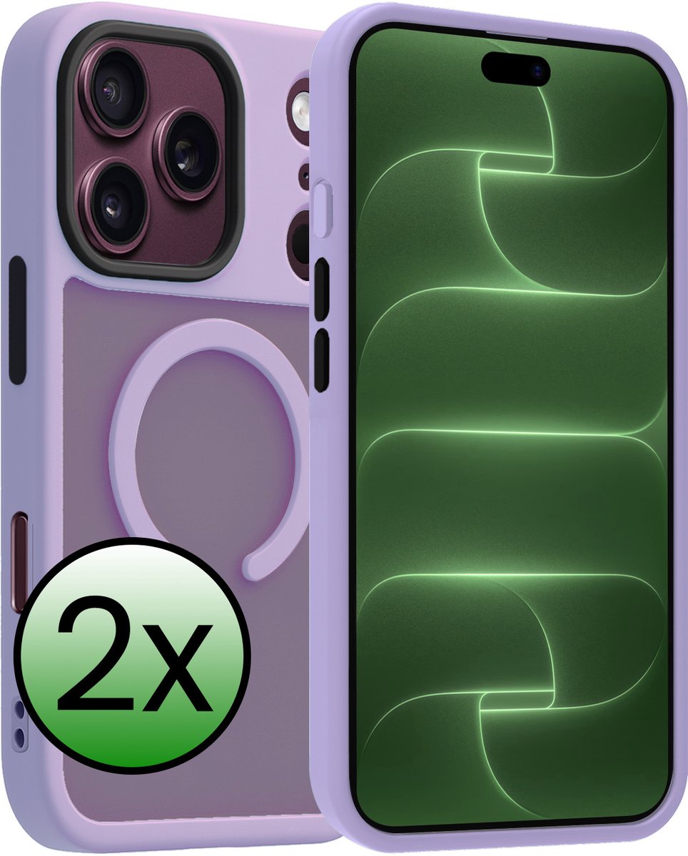 Hoesje 2 Stuks - Geschikt voor Apple iPhone 18 Pro Max - Magsafe Compatible - Sterk & Shockproof - Back Cover - Shock Proof Case - Telefoon Hoes - Lila