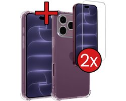 Hoesje - Met Screenprotector - 2 Stuks - Geschikt voor Apple iPhone 18 Pro - Sterk & Shockproof - Back Cover - Siliconen Case - Telefoon Hoes - Shock Proof - Telefoonhoes - Transparant