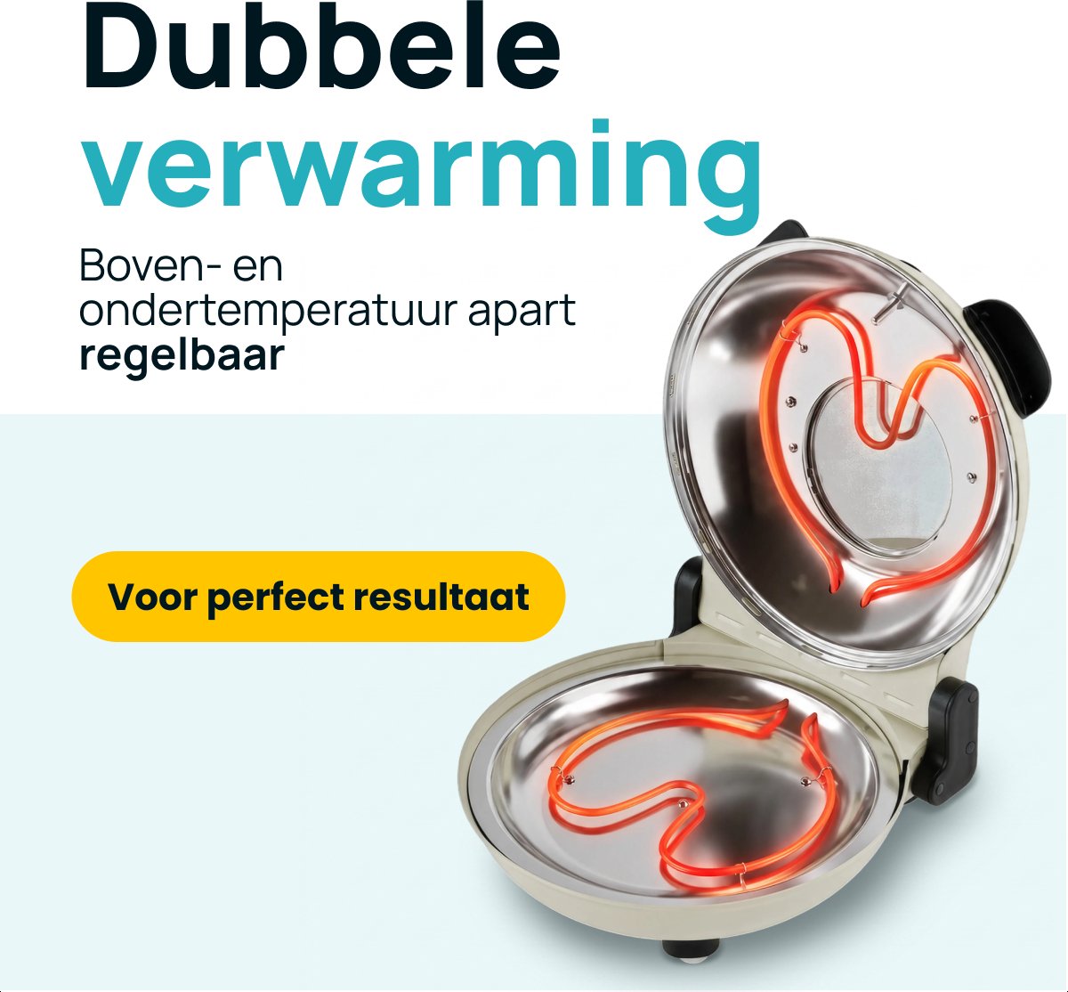 MOA Elektrische Pizzaoven - Tot 400°C - Boven- en Onderwarmte - Met Bamboeschep - Pizza Oven - 30,5 cm Pizzasteen - Beige – foto 7