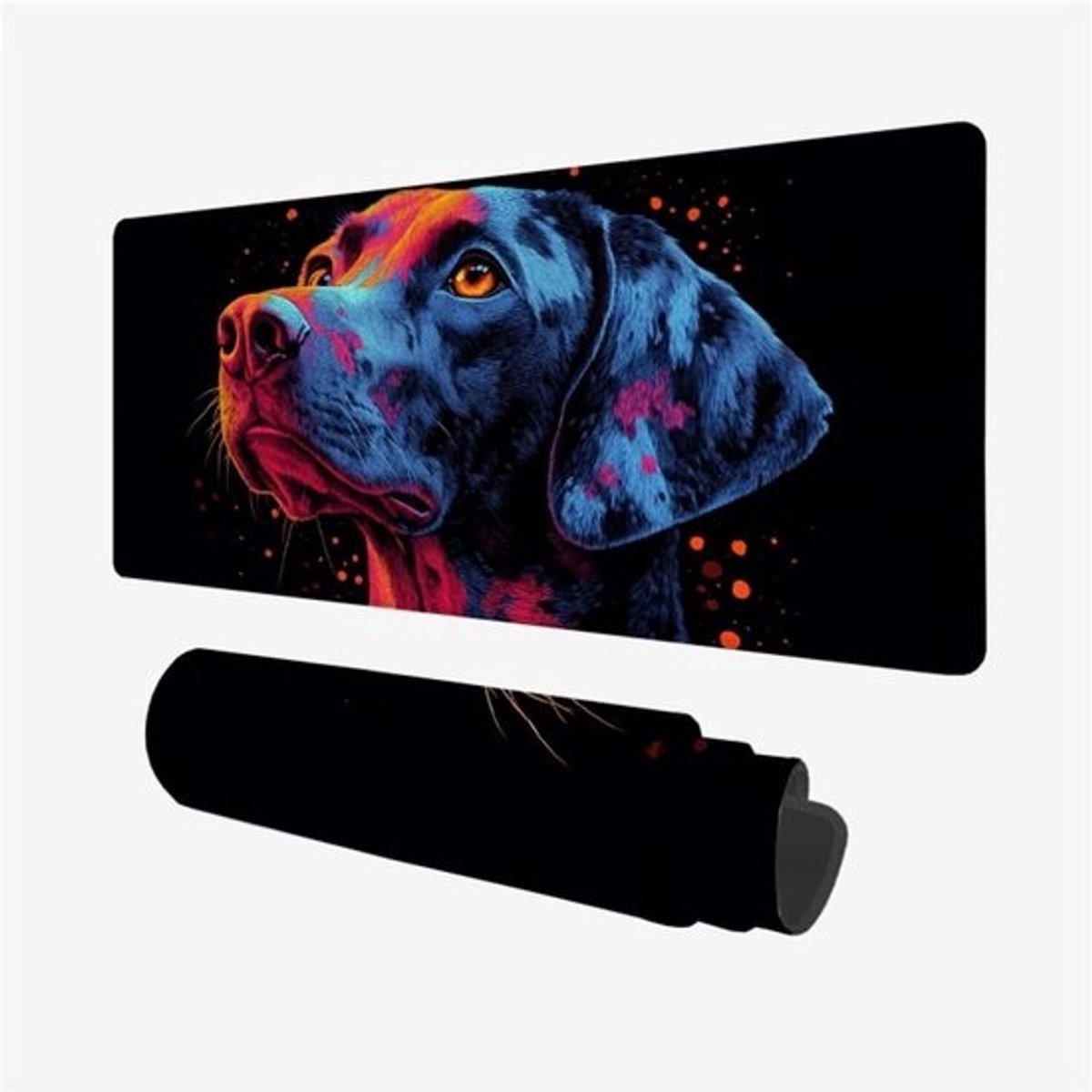 Muismat - XXL - Bureauonderlegger - gamingpad - Bureau - organisatie - Gestikte - randen - 700 x 300 mm - Hondthema