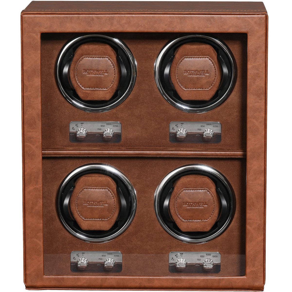 ROTHWELL 4 Watch Winder voor automatische horloges met stille motor met meerdere snelheden en rotatie-instellingen - ShopVlot