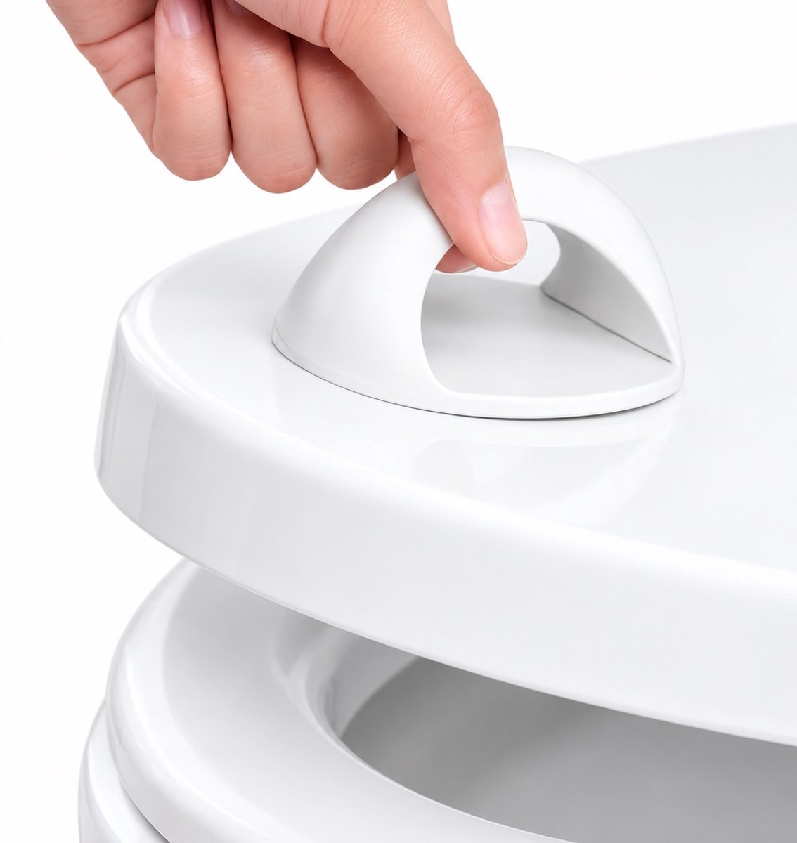 Multifunctionele Toiletdeksel Lifter & Zelfklevende Handgreep – Wit – PP – Zonder Boren – Greep voor Toiletbril, Kastdeur, Lade, Raam & Meubel