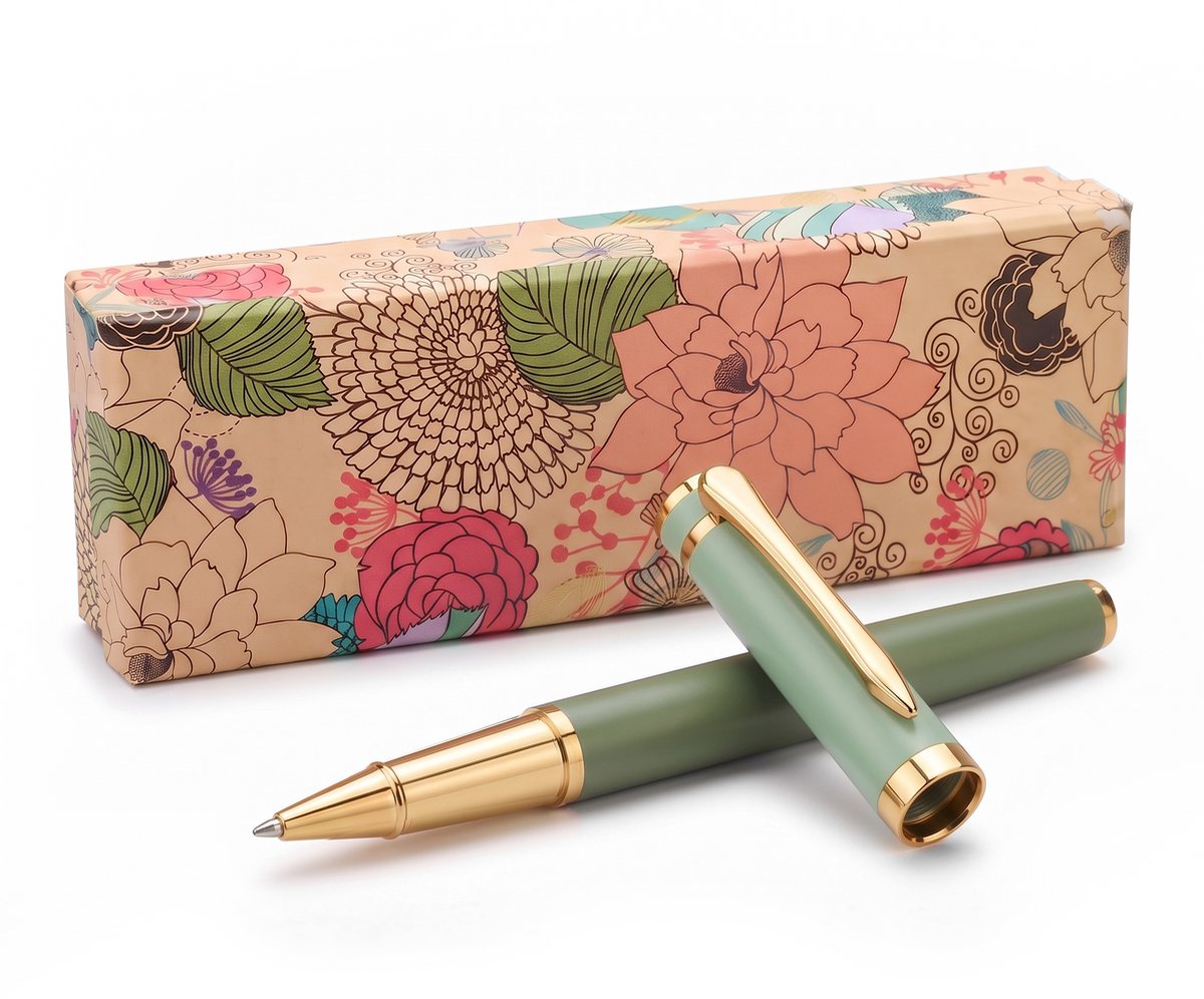 Ainy - Luxe Balpen groen incl. extra balpennen vulling - elegant en stijlvol pen cadeau voor vrouwen - (niet geschikt voor Parker Jotter pennen of Waterman rollerbalpen vulling)