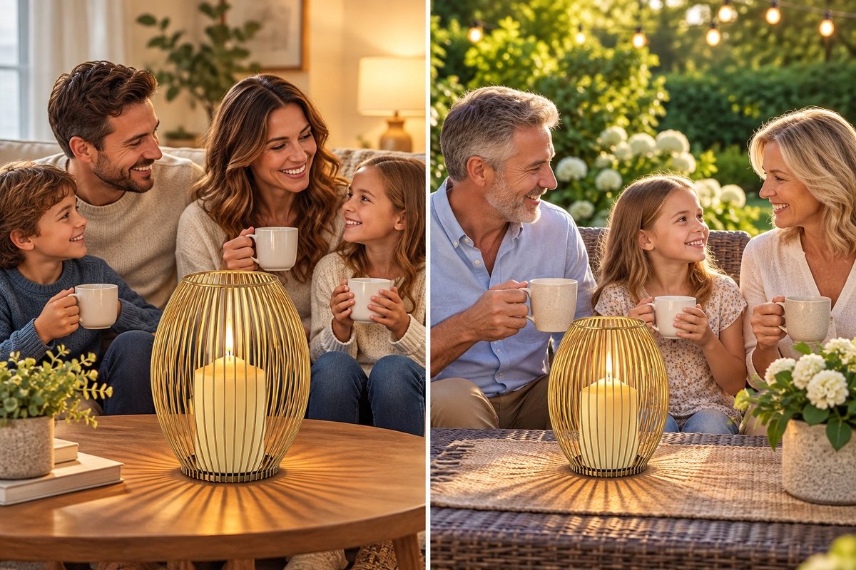 R&H® Kandelaars set van 2 - Gouden metalen kaarsenhouders - Vintage tafeldecoratie - Windlicht voor stompkaarsen - Woonkamer, slaapkamer, badkamer