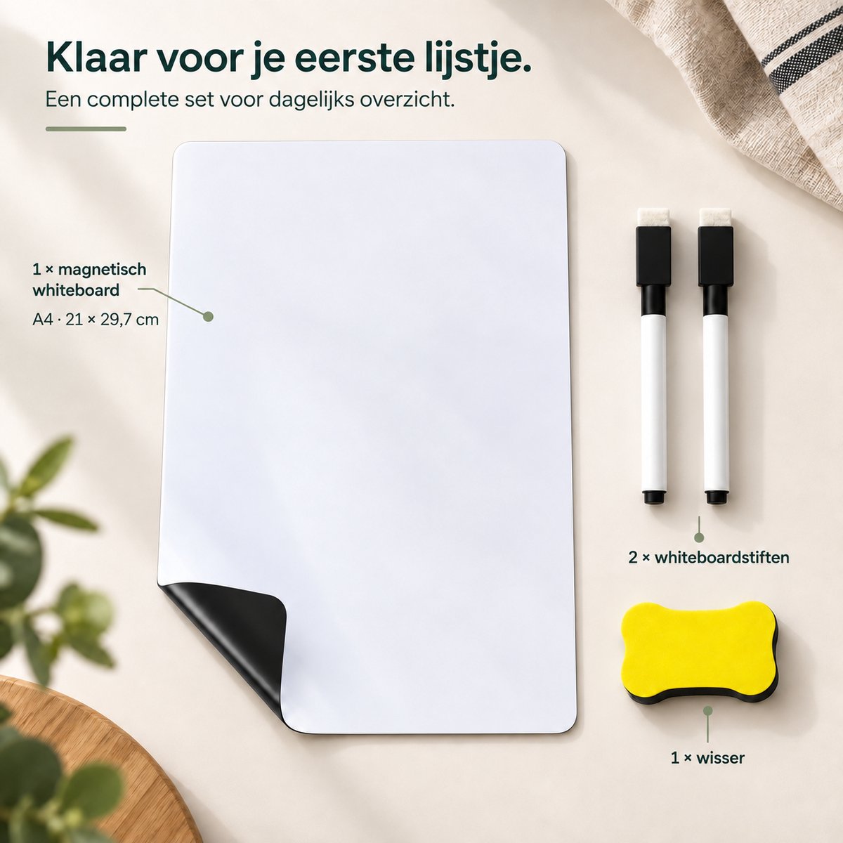 Consumerce® Magnetisch Whiteboard A4 Met 2 Stiften & Wisser - Klein Mini Bord - Koelkast, Magneetbord Memobord Planbord - Weekplanner Maandplanner Familieplanner - Schrijfbord Wisbord Uitwisbaar - To Do Planner/Lijst Boodschappenlijst — cadeau in Kalenders & Planners - foto 6