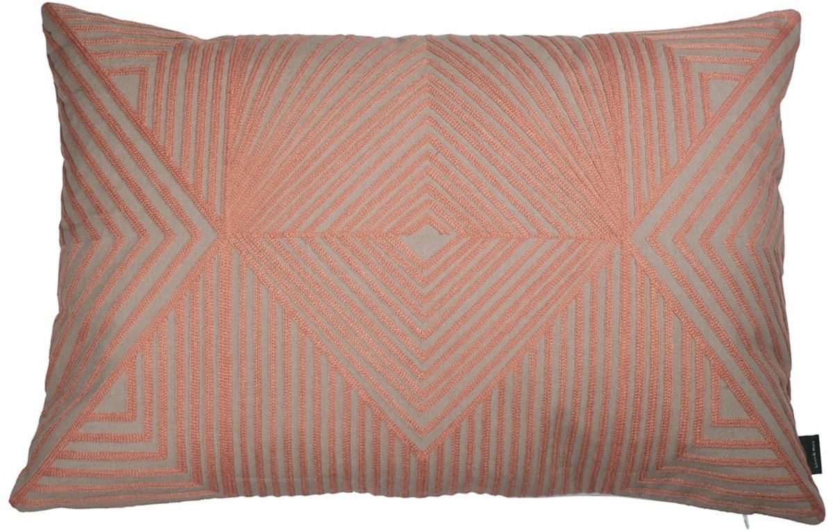 Linen & More Lugo Linen/Blush Kussen | 40 X 60 | Sierkussen Voor Woonkamer Of Slaapkamer Grijs