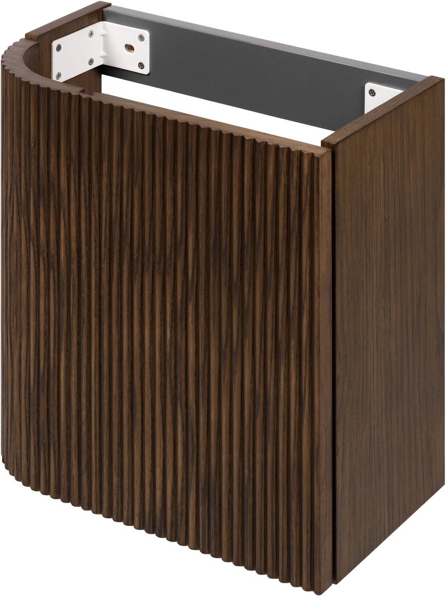 Saqu Olivo fonteinonderkast links afgerond 40x22x40cm fineer - terra ribbel