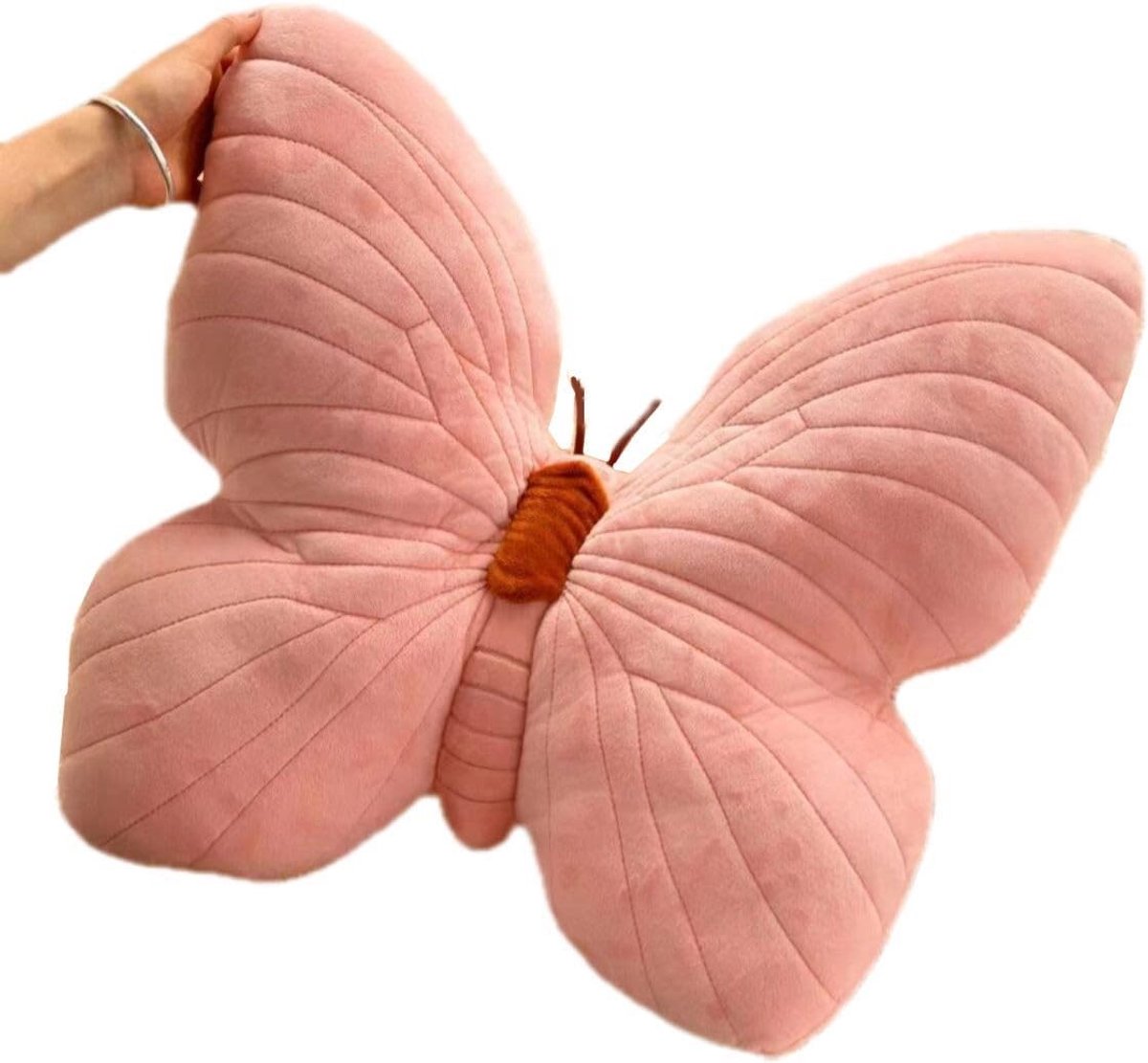 Zachte Vlinder Pluche Kussen 45x40cm voor Woonkamer en Slaapkamer, Decoratief Kussen voor Sofa en Bed (Roze)