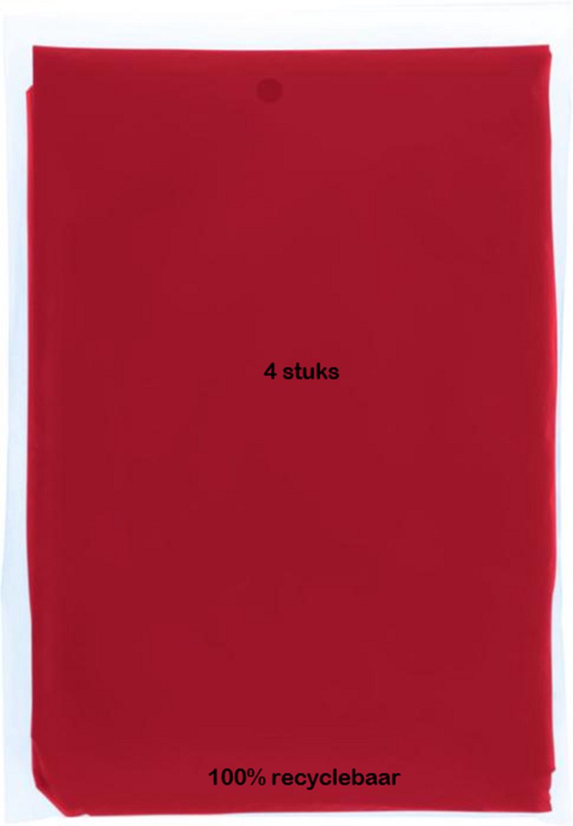 Eizook ponchos 4 stuks lichttransparant rood - eenmalig gebruik - per stuk in zakje 100% recyclebaar