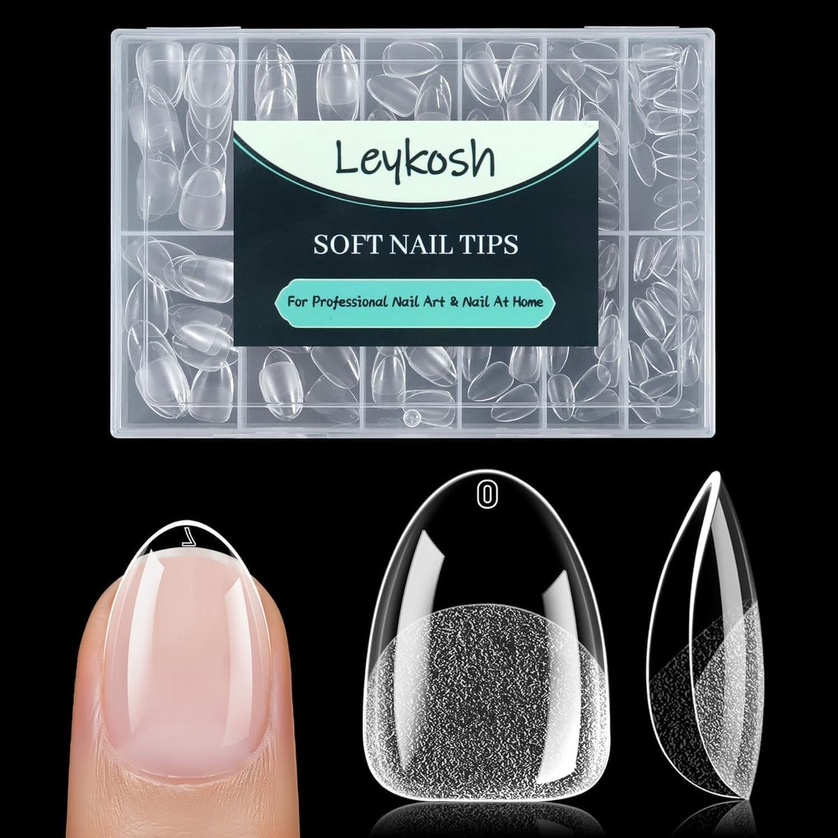 LEYKOSH Extra korte amandelnagels, zachte gel, nageltips, 240 stuks, 15 - ShopVlot