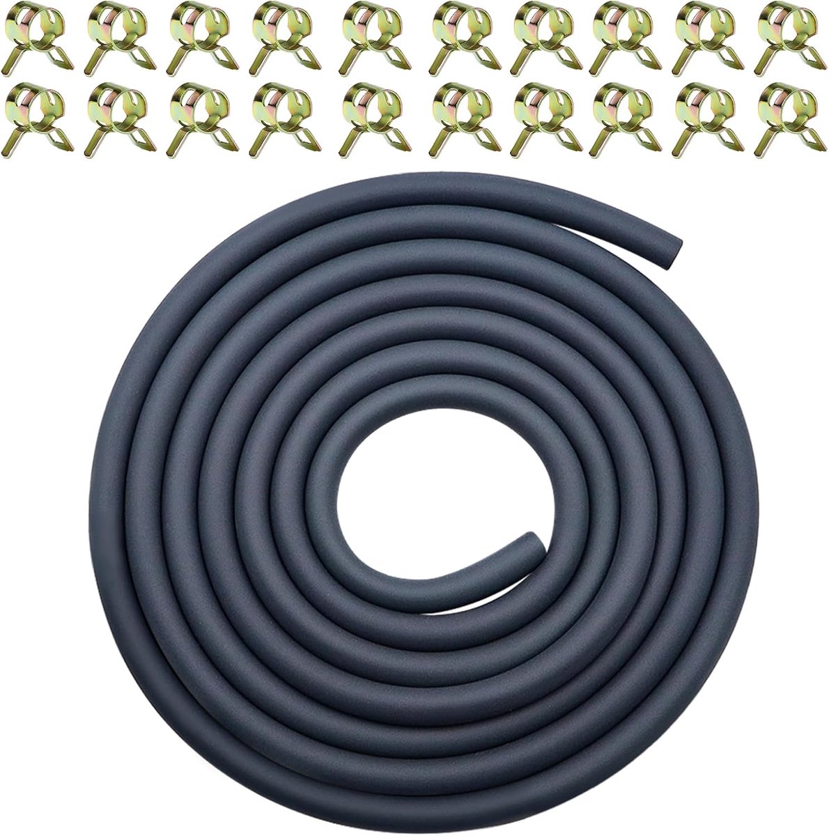 6mm Fuel Hose Set 2.4 Meters Fuel Hose Black Oil Hose Diesel Hose with 20Pcs Hose Clamps for Lawn Mower Tractor Car - ShopVlot