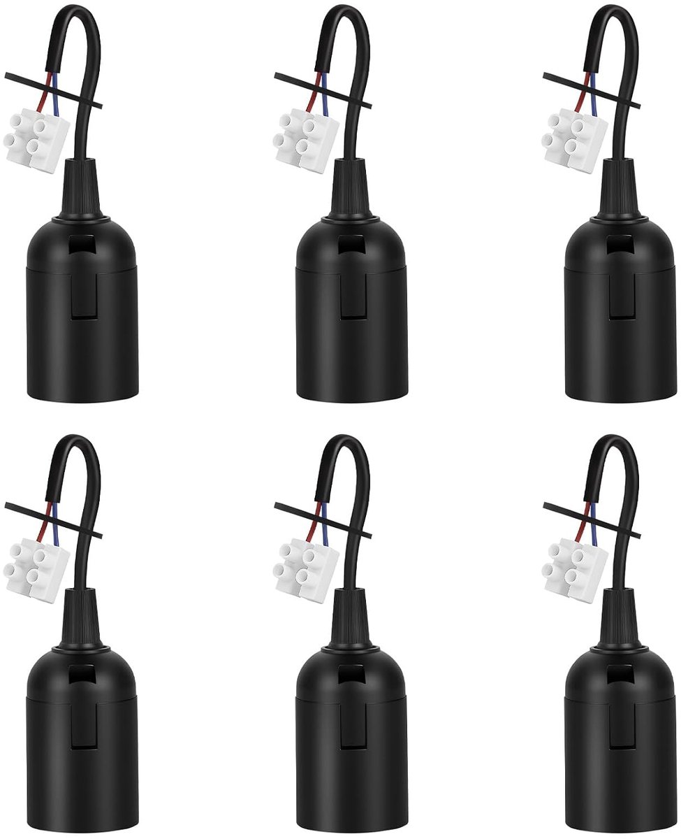 6 x E27 Fitting Zwart Met Snelkoppeling - Lamphouder Met Trekontlasting - Renovatiefitting Max. 60w 250v - ShopVlot