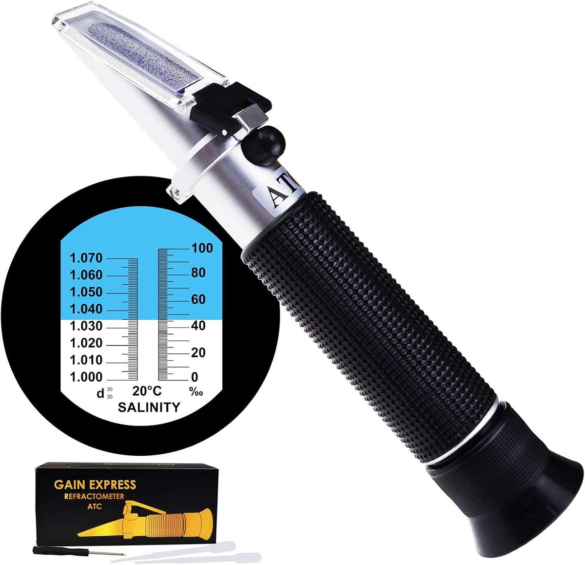 0-10% salt refractometer ATC Dual Scale 1.0~1.070 density/0~100ppt salt seawater aquarium tank marine industry - ShopVlot
