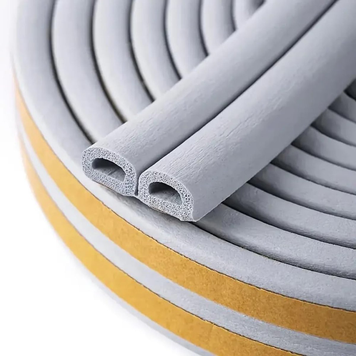 D-Profiel Sealing Tape voor Deuren en Ramen - Zelfklevende Foam Tape, Waterdicht, Winddicht en Geluiddicht, 10m (Grijs) voor Energie-efficiëntie en Comfort