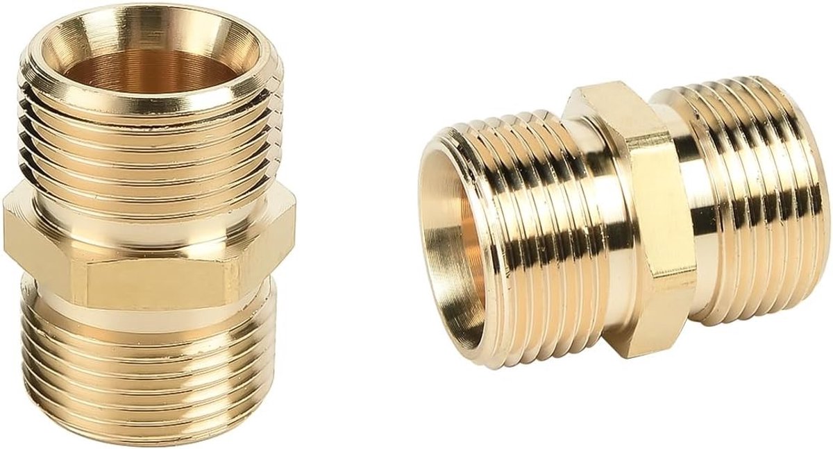 Verbindingselement voor hogedrukreiniger 22mm vrouwelijk naar 14mm mannelijk, messing schroefadapter voor slangaansluiting (1 stuk)