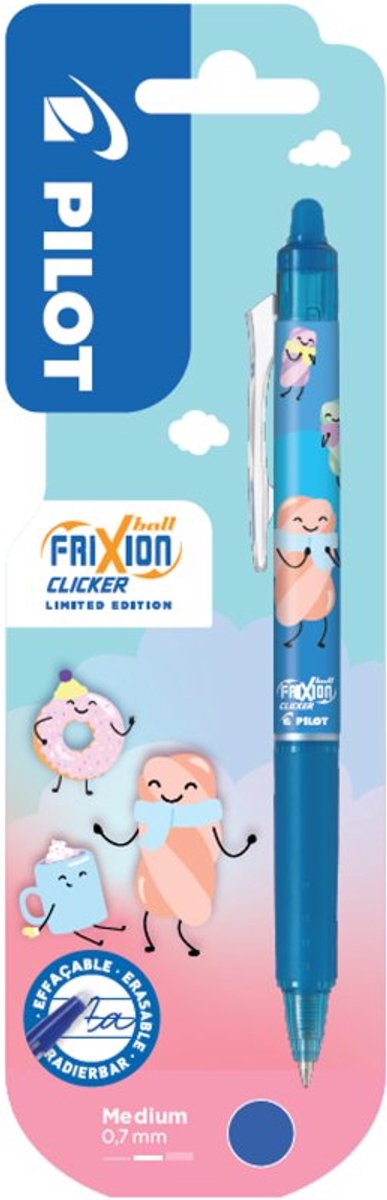 PILOT rollerpen FRIXION BALL CLICKER 07, radierbaar, lichtblauw, 0,35 mm