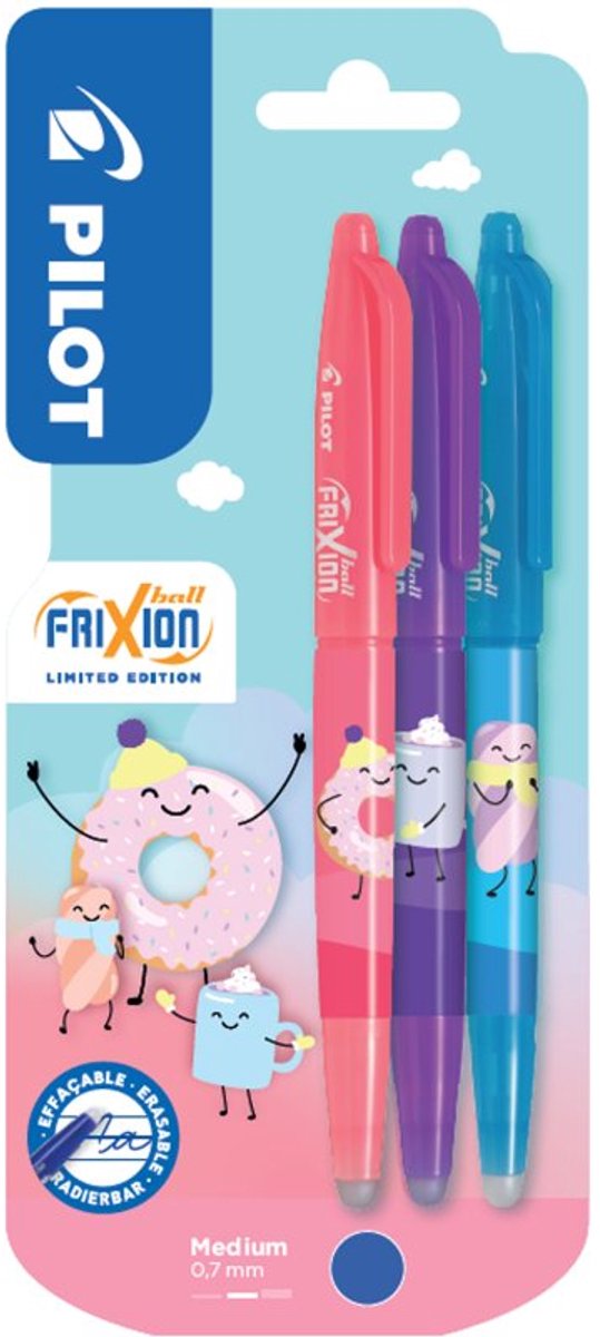 PILOT rollerpen FRIXION BALL 0.7 Fancy Winter, uitwisbaar, blauw, 3 stuks