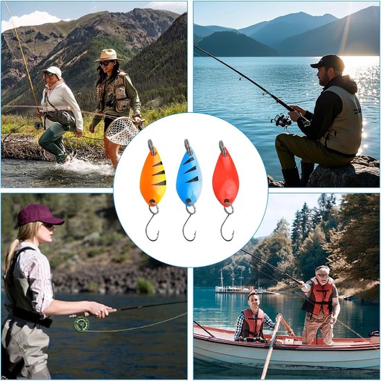 Trout Fishing Spoon Set 12pcs - Luminous Coating - Flitsende Kleuren - Ideaal voor Zoet- en Zoutwater - ShopVlot — afbeelding 4