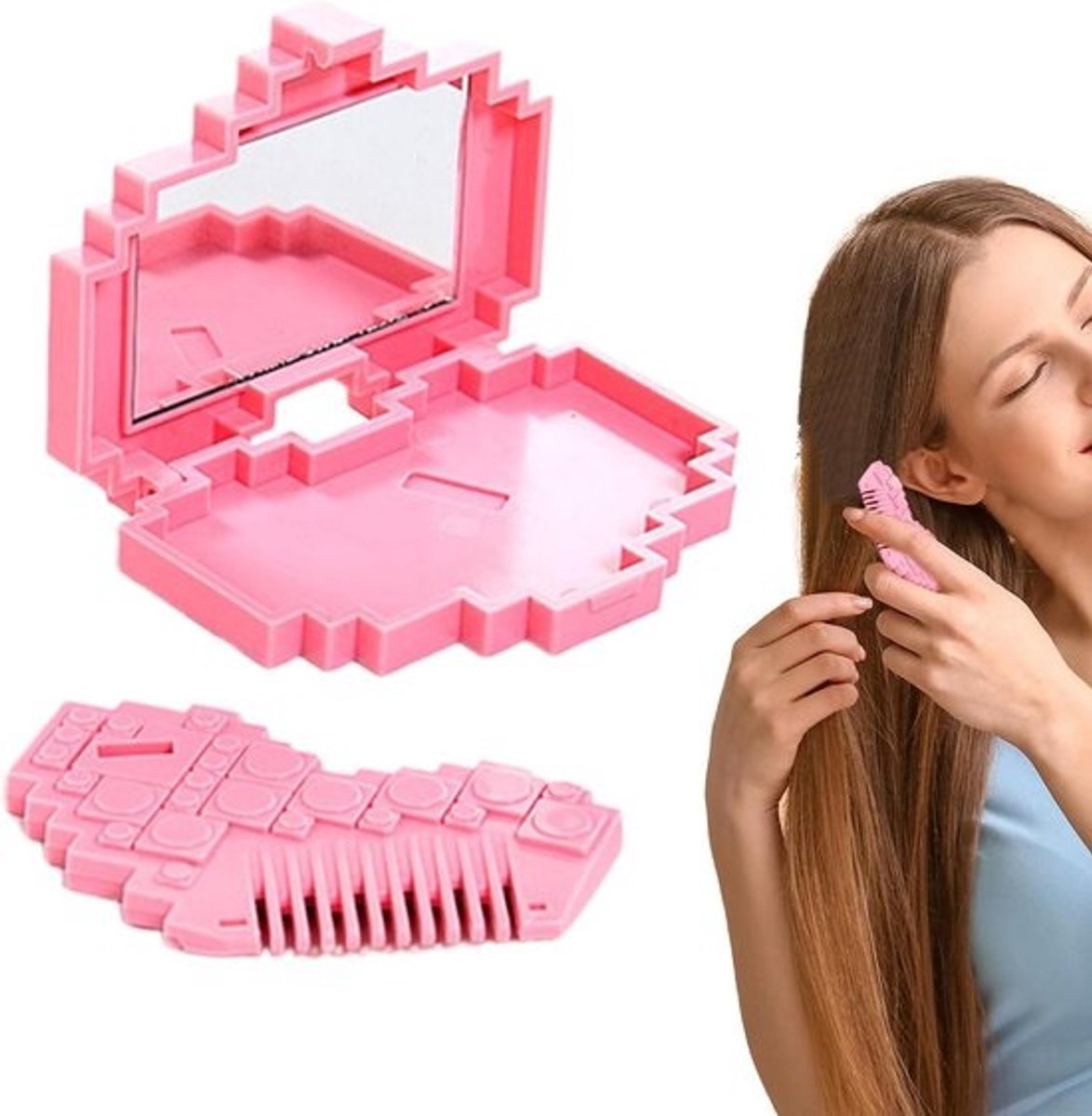Splijtende haren trimmer - Ponyknipper - Persoonlijke verzorging - Met spiegel - 8.2 x 6.2 x 1.6 cm - Hartvormig