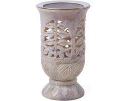 Bitto Incense burner wind light Softstone Madurai height 13 cm, Ø 9 cm with stainless steel strainer Ø 9 cm Fair Trade - ShopVlot