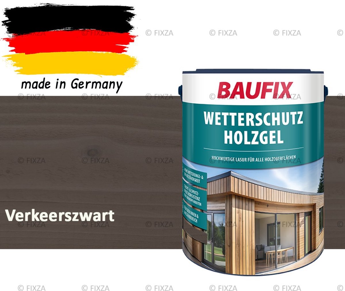 BAUFIX Buitenbeits – Verkeerszwart – Zijdeglans – 5 Liter – Voor Schutting, Tuinhuis & Blokhut – UV- & Weerbestendig