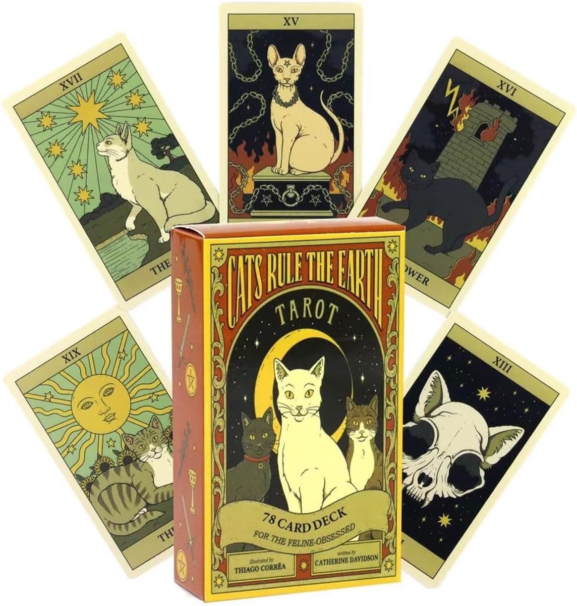 Tarot Kaarten - Multicolor - 10,6 x 6,2 cm - Met Boek voor Beginners - Voor Kattenliefhebbers