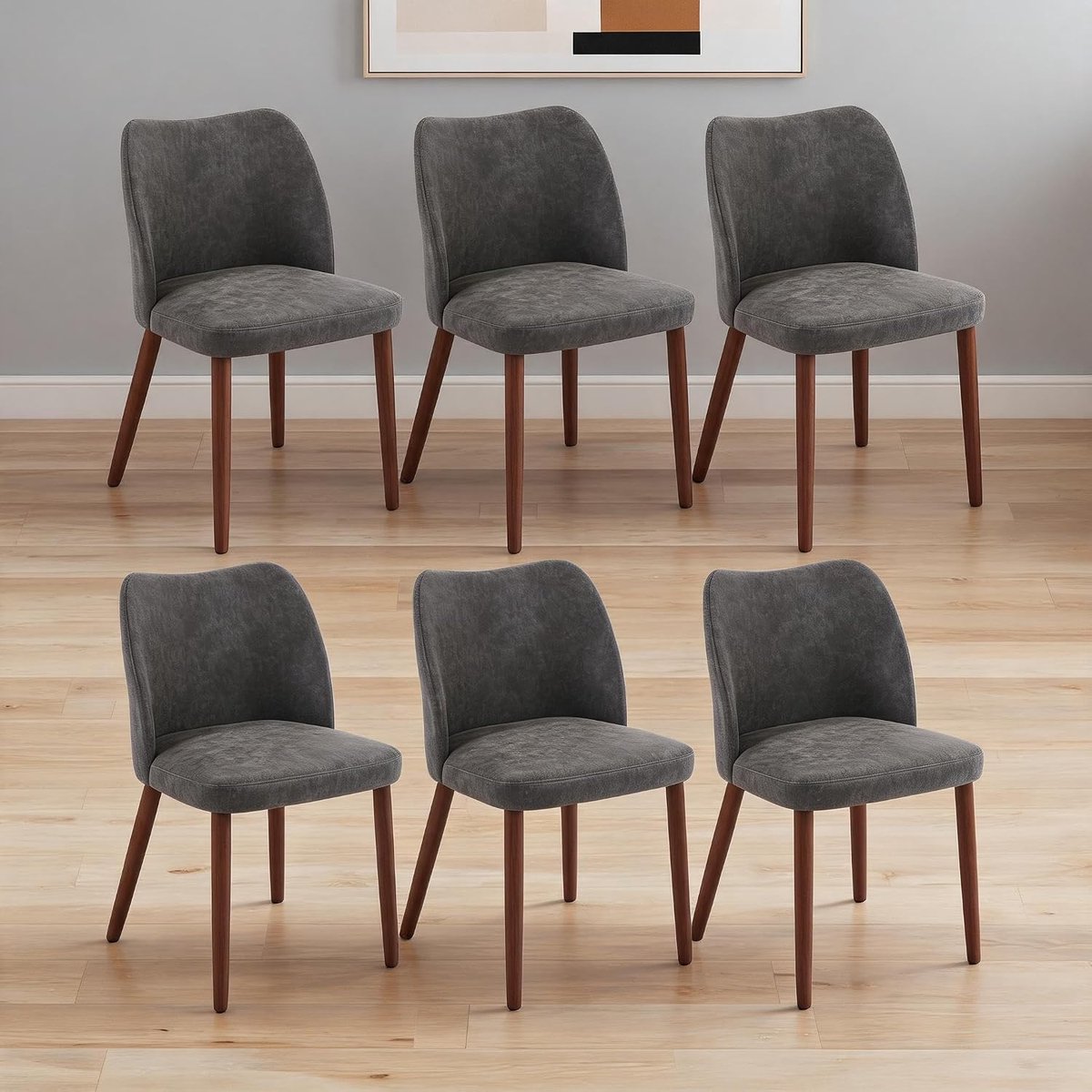 Eetkamerstoelen Set van 2 - Donkergrijs Stoelen Wing Backrest Hout