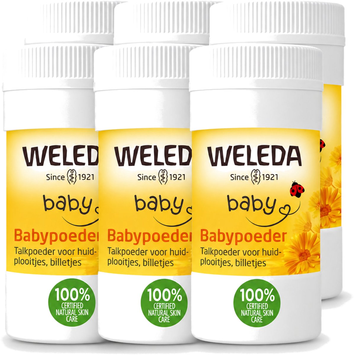 6 x WELEDA - Babypoeder - Baby & Kind Calendula - 20 g - Voordeelverpakking - 6 stuks