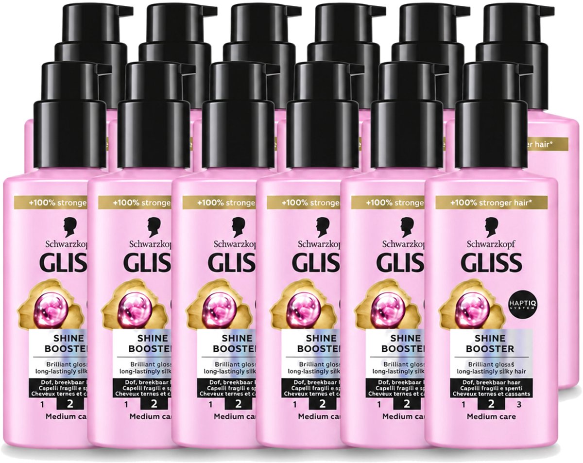 12 x Gliss - Haarserum - Liquid Silk Shine Booster - Fruitige Geur - 100 ml - Voordeelverpakking - 12 stuks