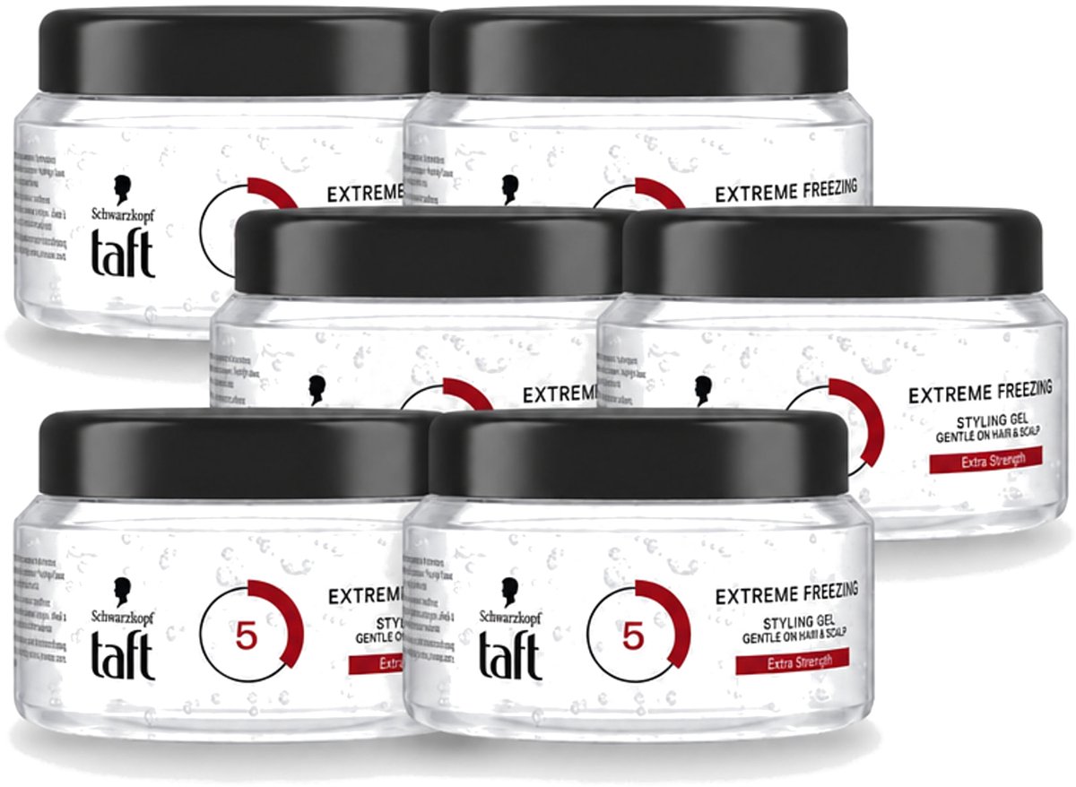 6 x Taft - Extreme Freezing 5 - Styling Gel - IJzige controle - 200 ml - Voordeelverpakking - 6 stuks