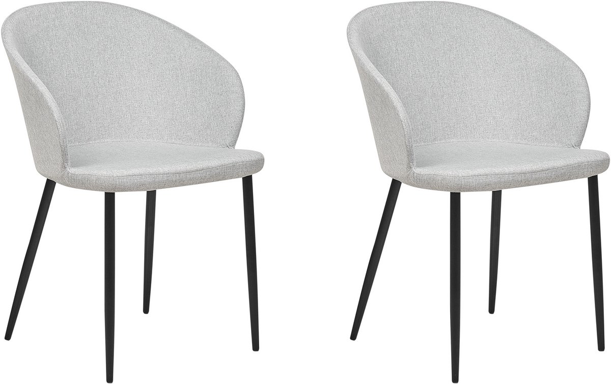 Beliani MASON - Eetkamerstoel set van 2 - Lichtgrijs - Polyester
