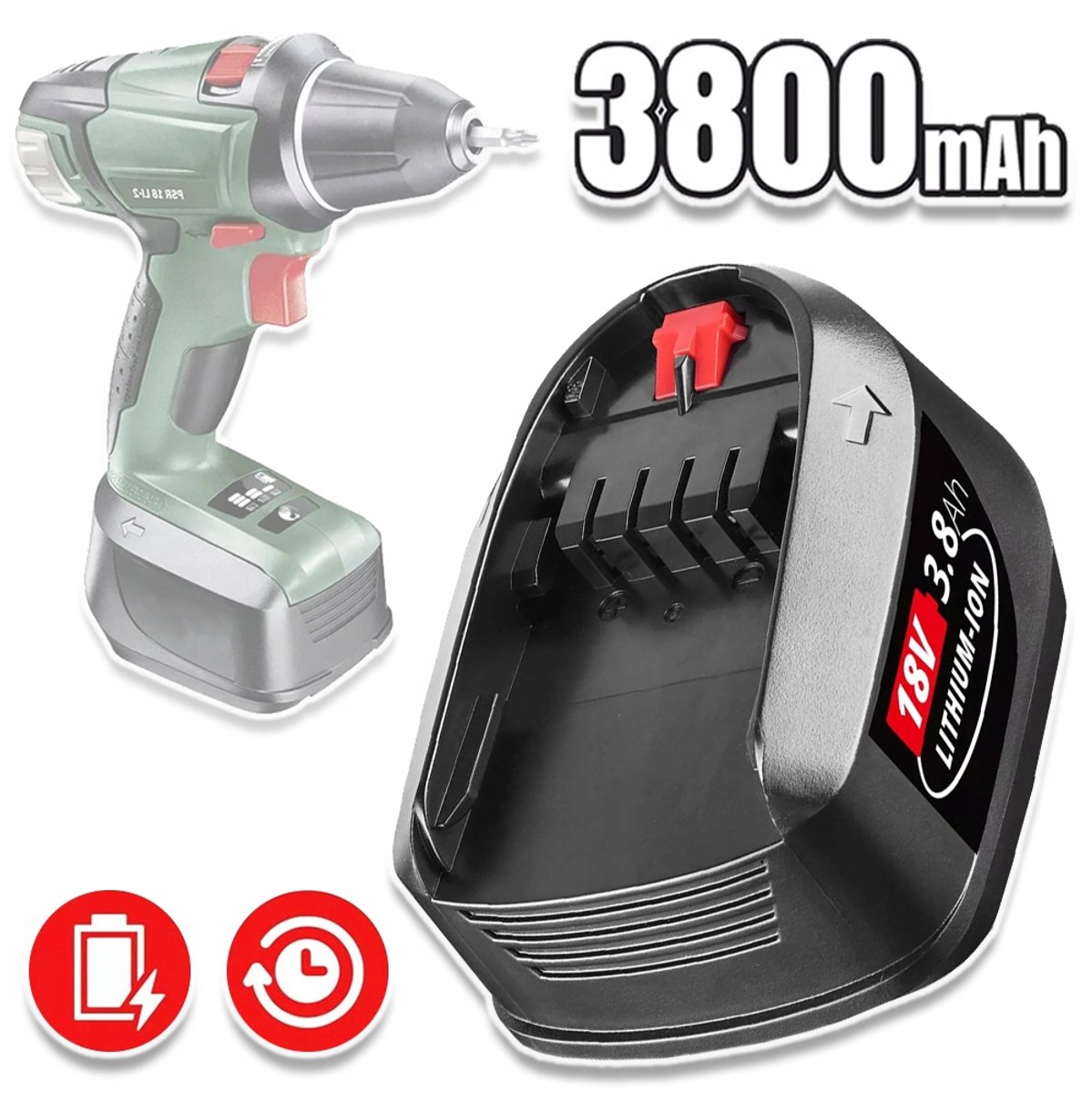 Vervangingsaccu 3800 mAh 18V Voor Bosch – Hoge Capaciteit En Lange Gebruiksduur – Geschikt Voor Tuin- En Huishoudapparaten – Meervoudige Beveiliging