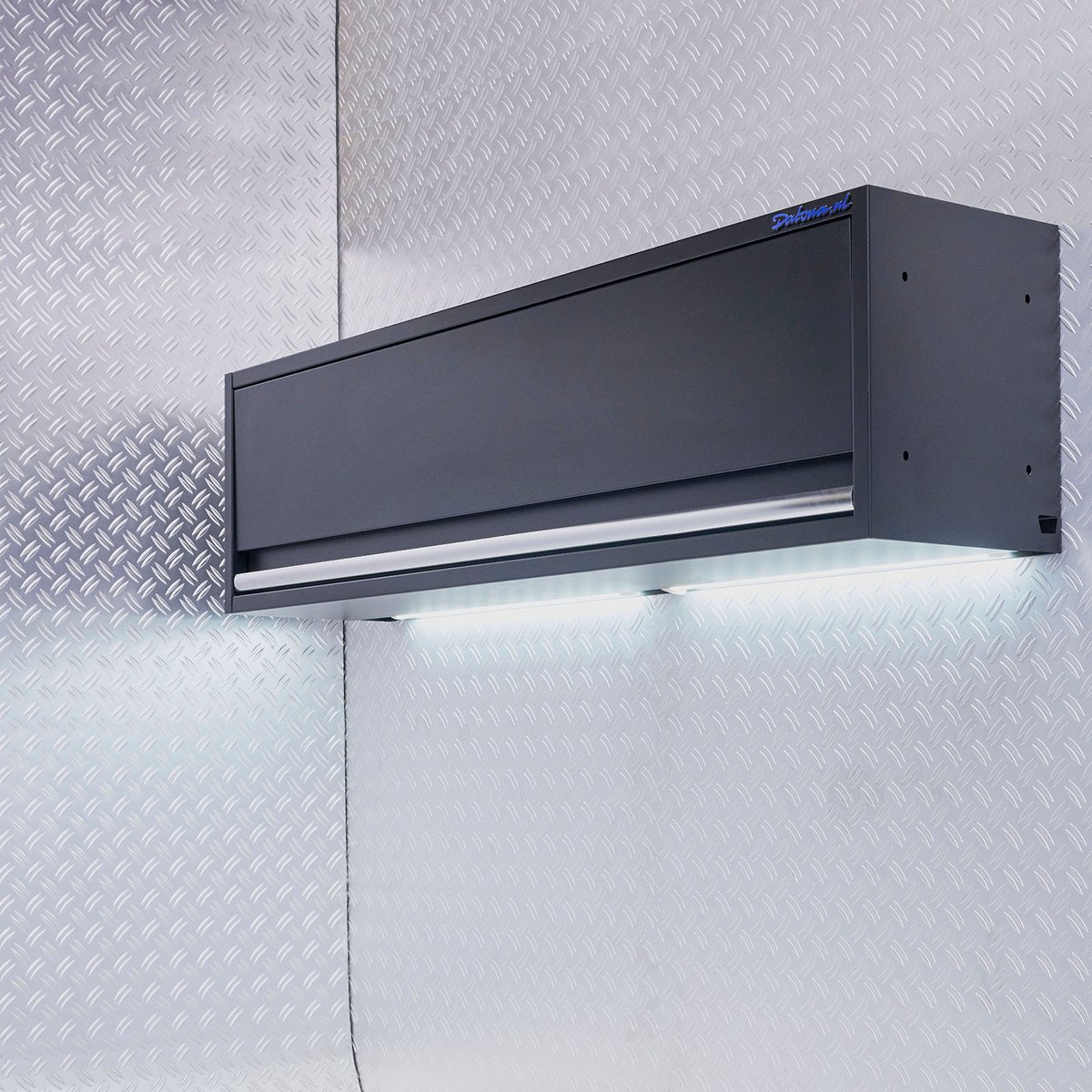 Datona® Hangkast 136 cm met LED-verlichting - brede bovenkast voor werkplaats - Zwart