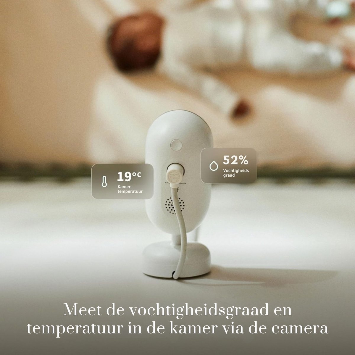 Owlet Dream Sight™ Babyfoon met camera 2K HD Camera – Baby monitor met Huil-, Geluids- & Bewegingsdetectie - Volg overal live via je telefoon met Gratis Dream App - Wit thumbnail 3