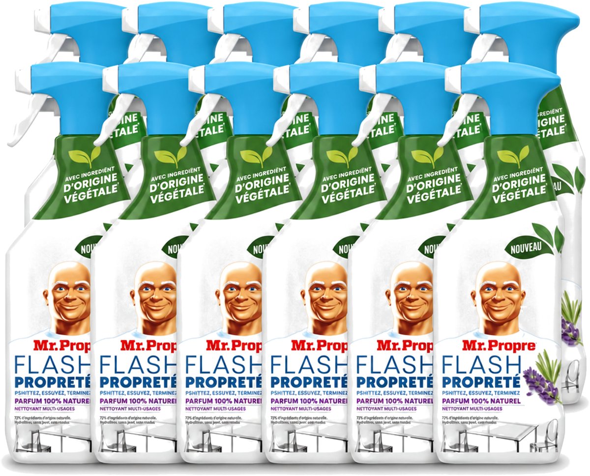 12 x Mr. Proper - Allesreiniger Spray - Lavendel & Rozemarijn - 100% Natuurlijke Parfum - 800 ml - Voordeelverpakking - 12 stuks