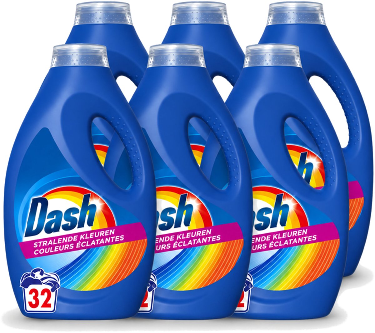 6 x Dash - Stralende Kleuren - Vloeibaar Wasmiddel - Gekleurde Was - 32 Wasbeurten - Voordeelverpakking - 6 stuks
