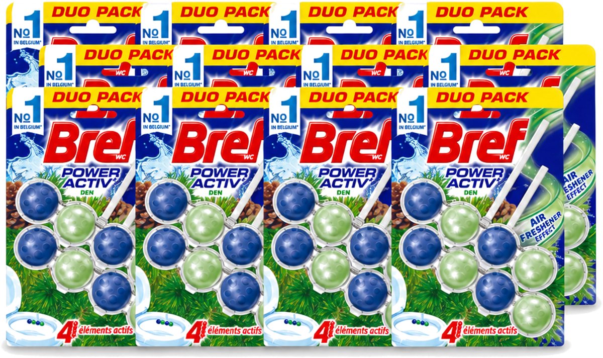 12 x Bref WC - Power Activ+ - Toiletblok - Den - 2 Blokken - Voordeelverpakking - 12 stuks