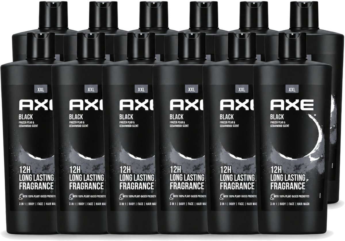 12 x AXE – Douchegel – Black – 700 ml - Voordeelverpakking - 12 stuks